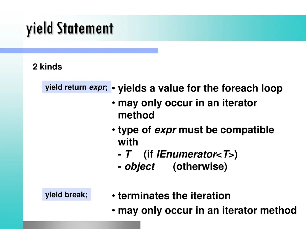 yield statement