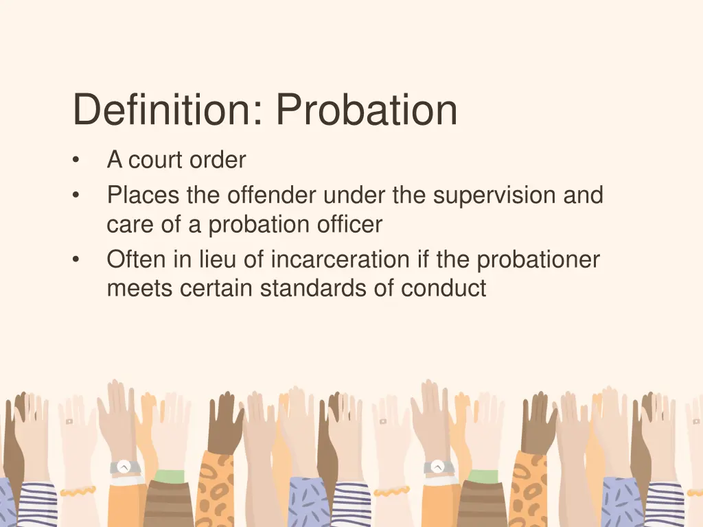 definition probation a court order places