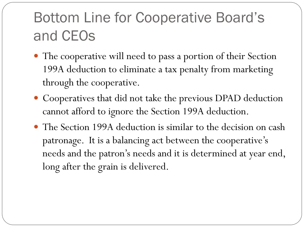 bottom line for cooperative board s and ceos