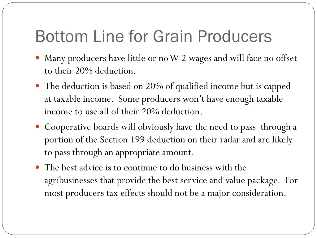 bottom line for grain producers