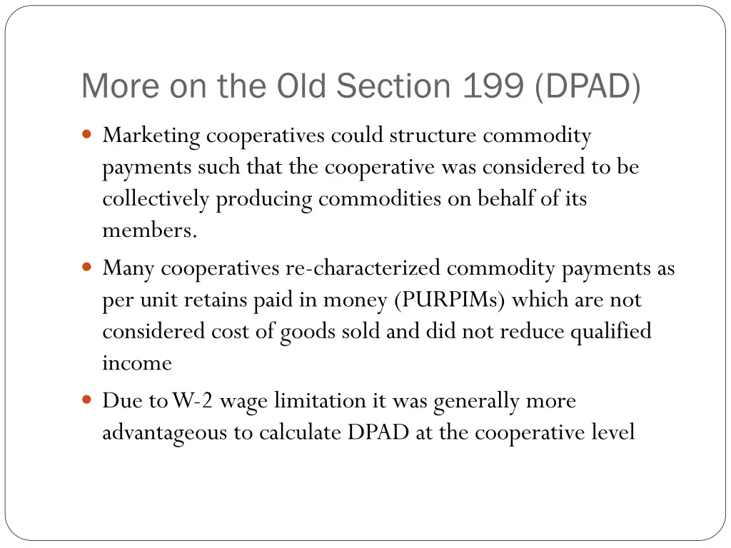 more on the old section 199 dpad