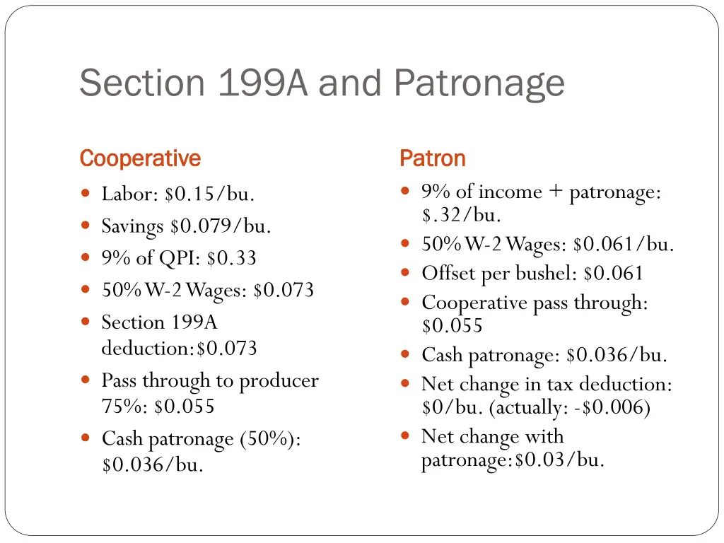 section 199a and patronage