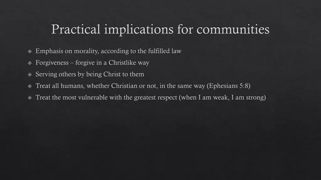 practical implications for communities
