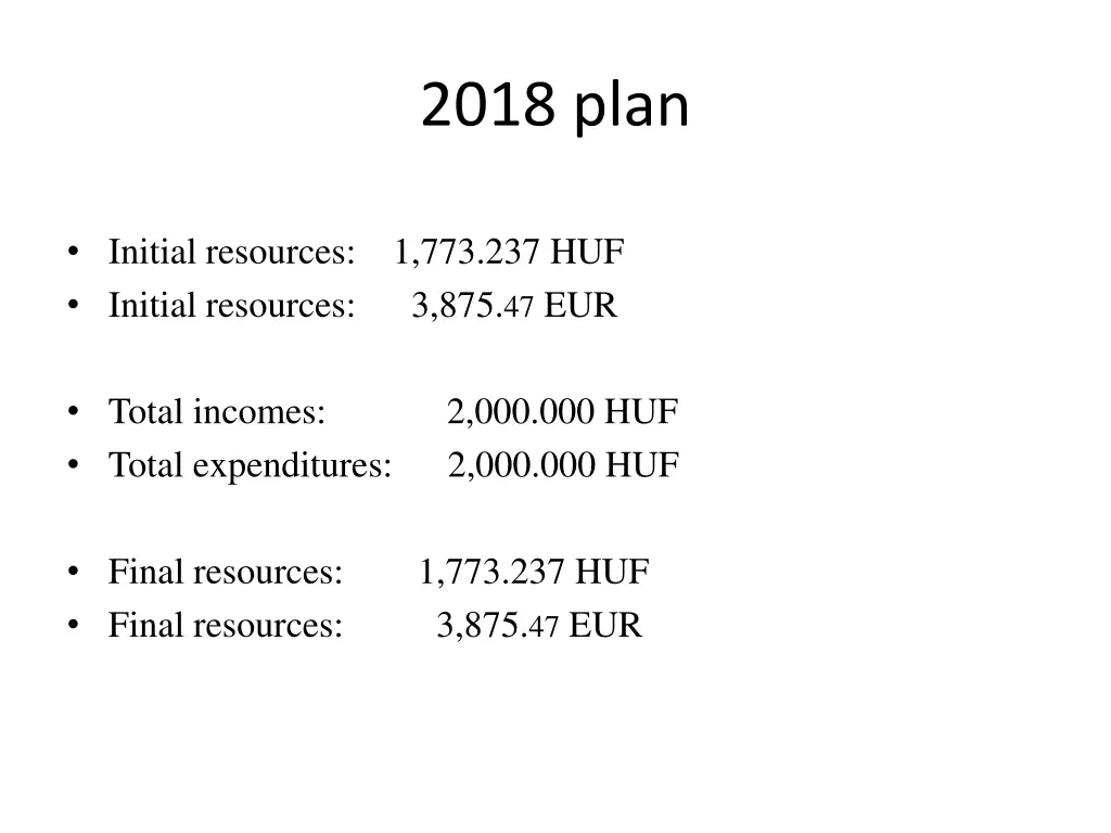 2018 plan