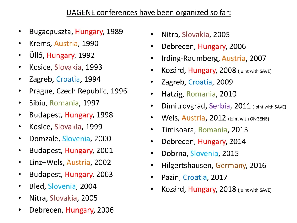 dagene conferences have been organized so far