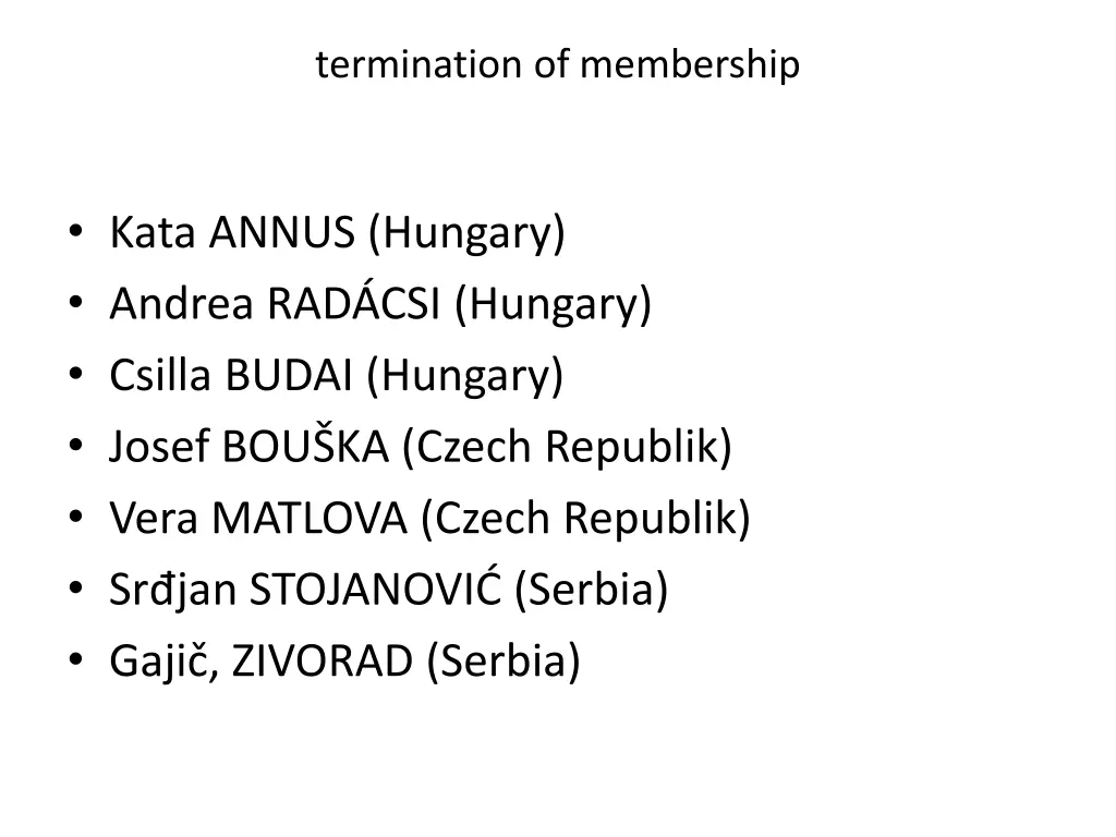 termination of membership