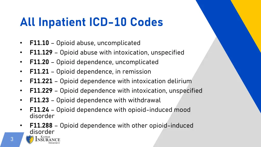 all inpatient icd 10 codes