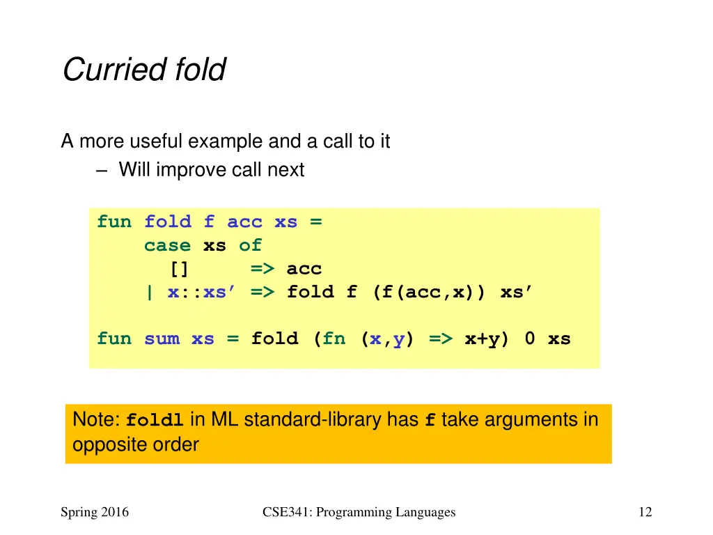 curried fold