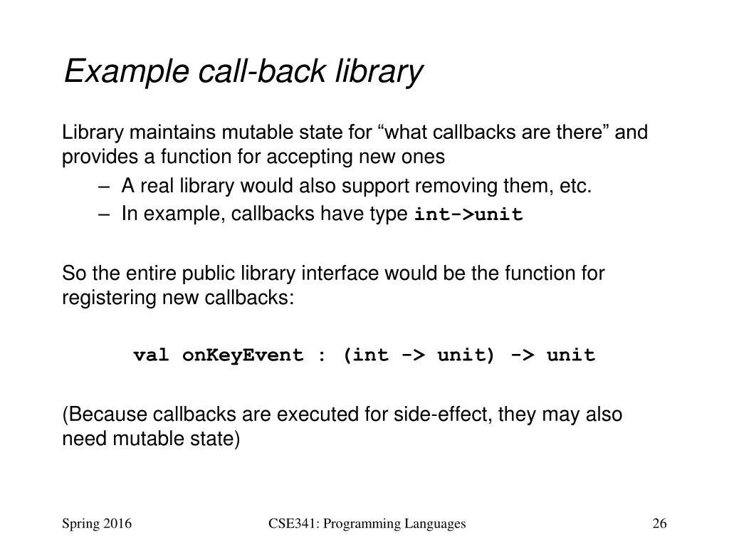 example call back library