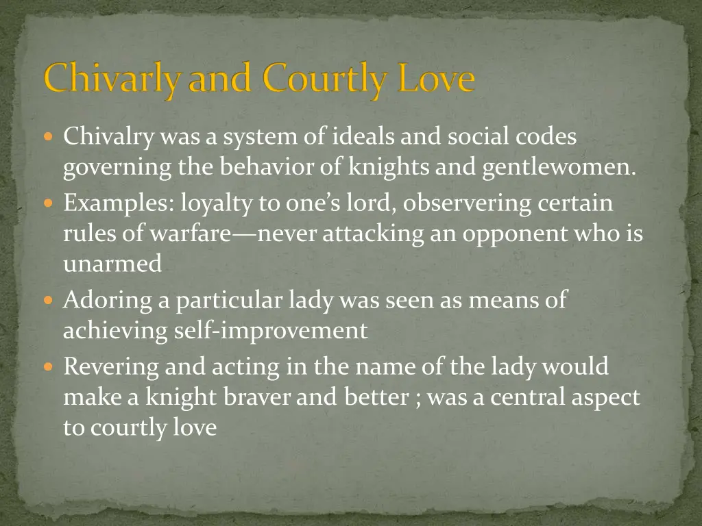 chivarlyand courtly love