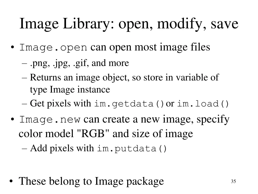image library open modify save