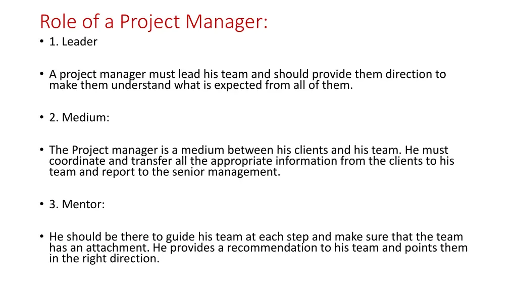 role of a project manager 1 leader