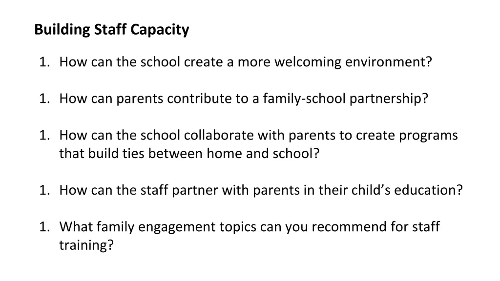 building staff capacity