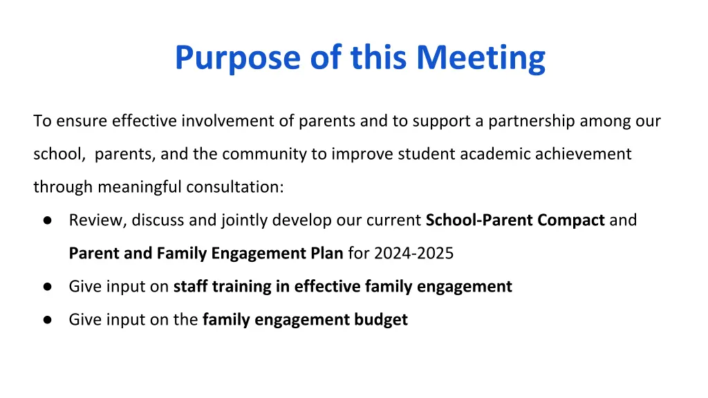purpose of this meeting