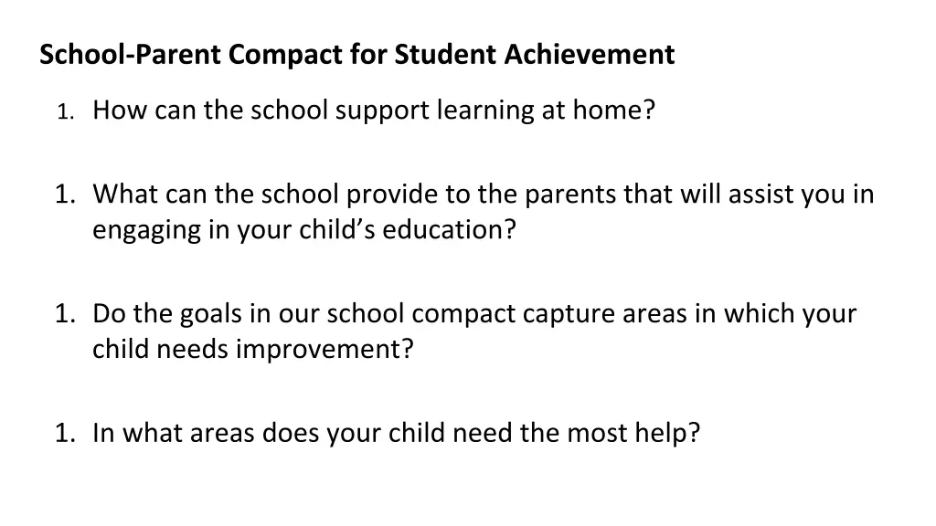 school parent compact for student achievement