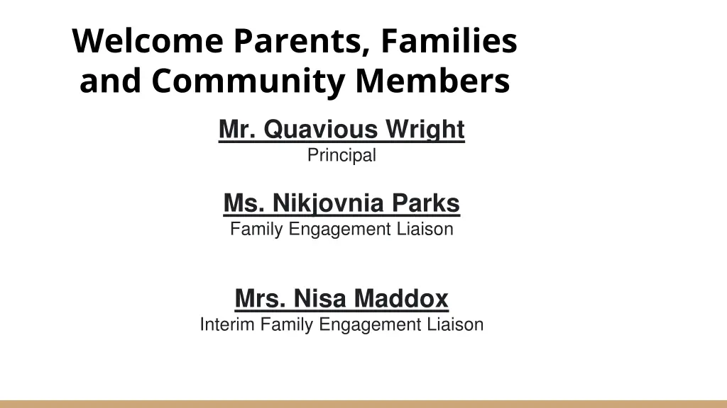 welcome parents families and community members