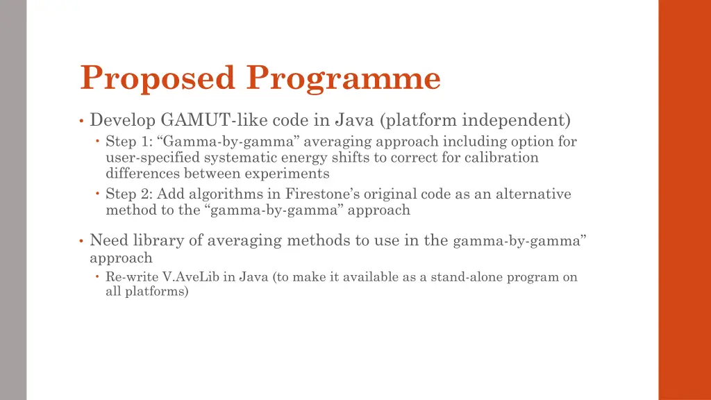proposed programme