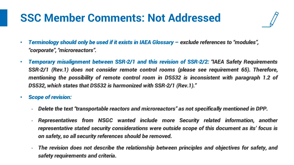 ssc member comments not addressed