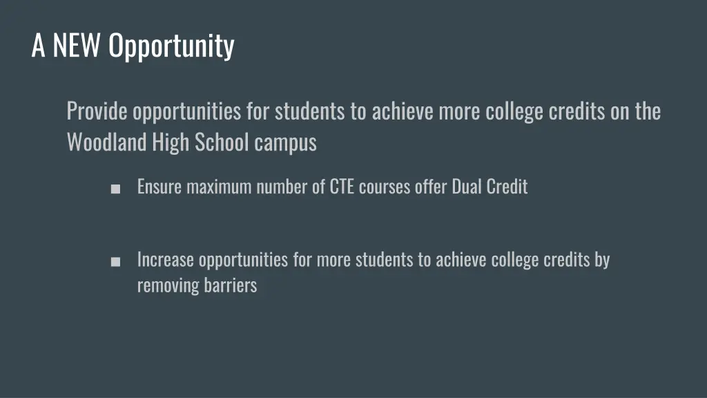 a new opportunity