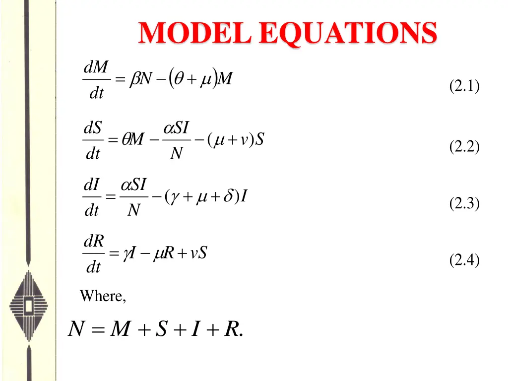 model equations m n