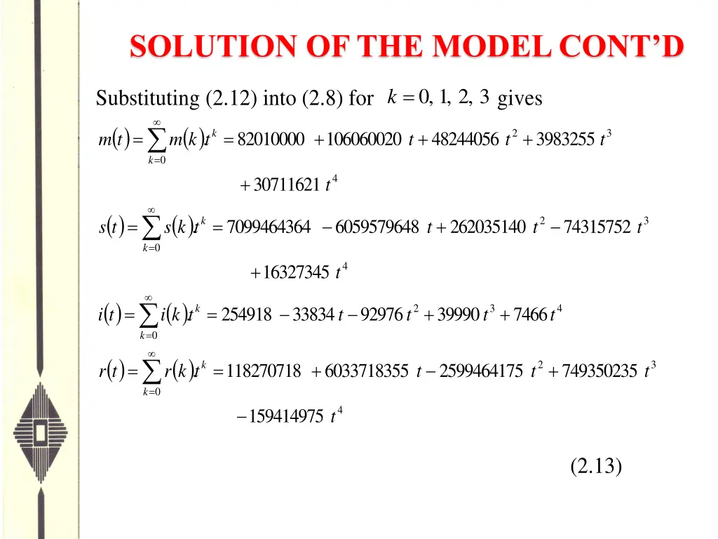 solution of the model cont d 2