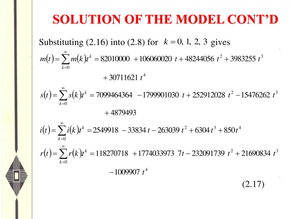 solution of the model cont d 5