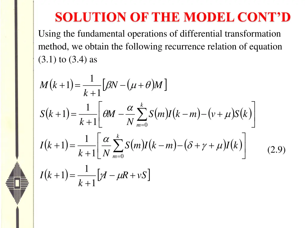 solution of the model cont d using