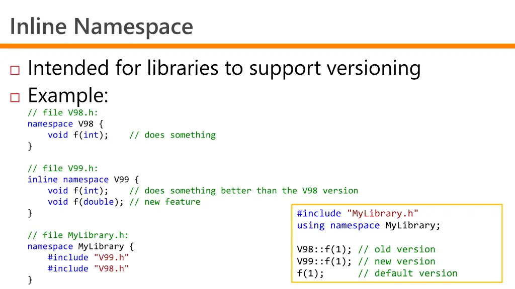 inline namespace