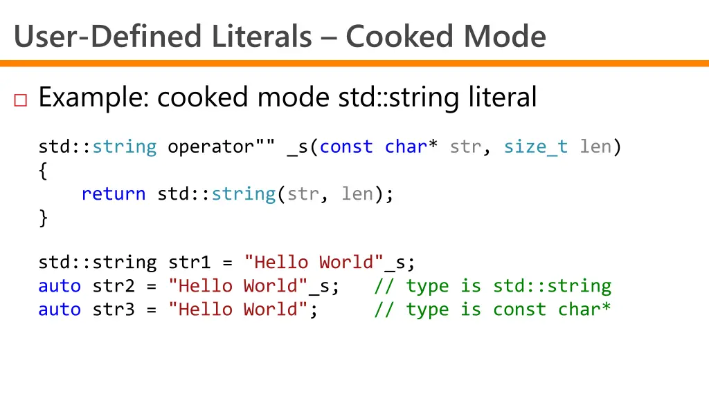 user defined literals cooked mode 2