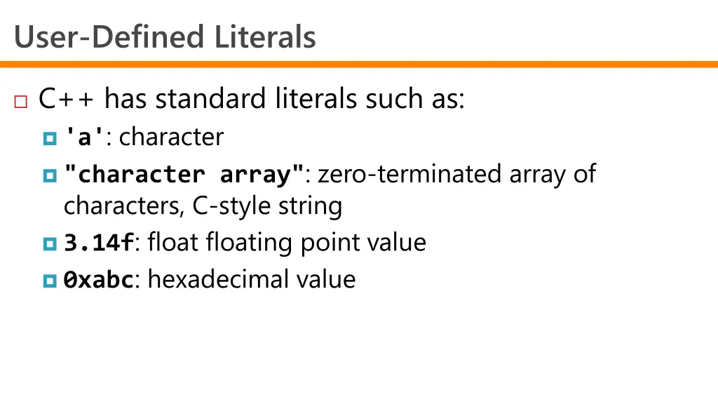 user defined literals