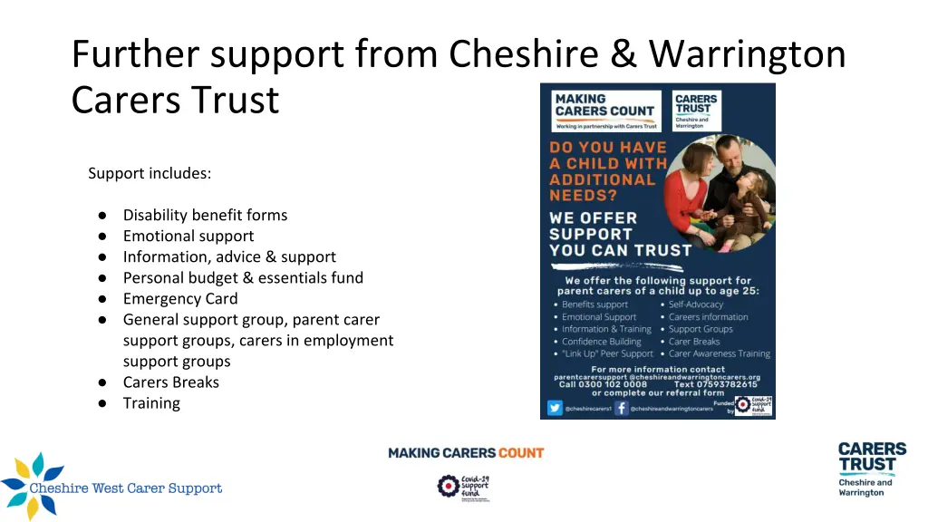 further support from cheshire warrington carers