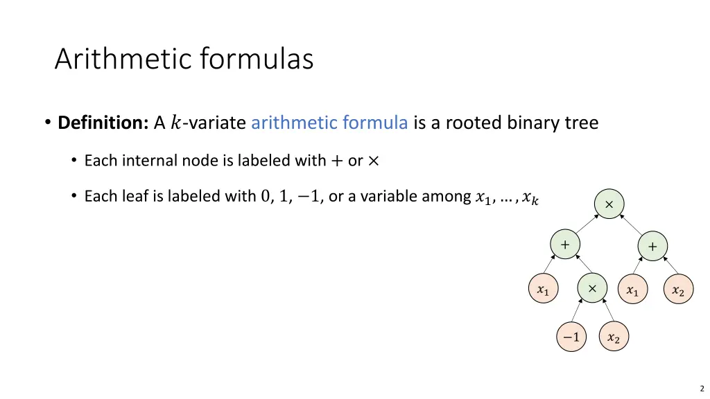 arithmetic formulas