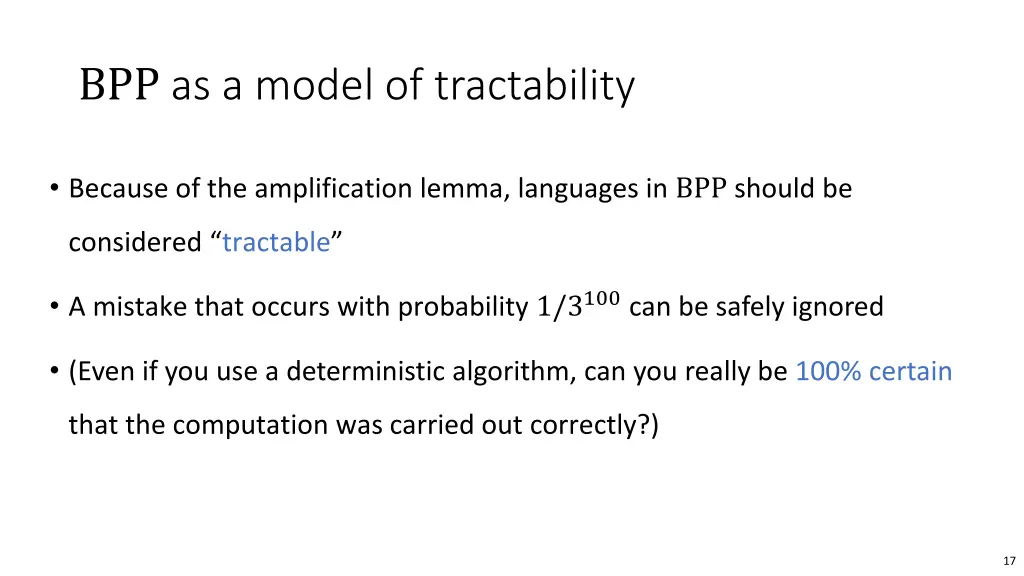 bpp as a model of tractability