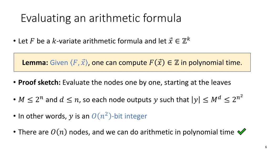 evaluating an arithmetic formula 1