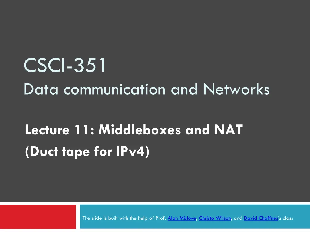 csci 351 data communication and networks