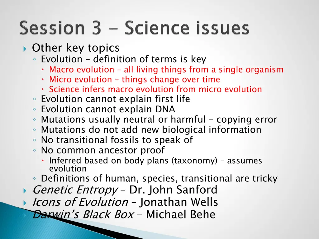 other key topics evolution definition of terms