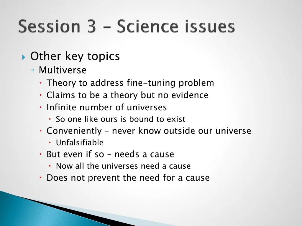 other key topics multiverse theory to address