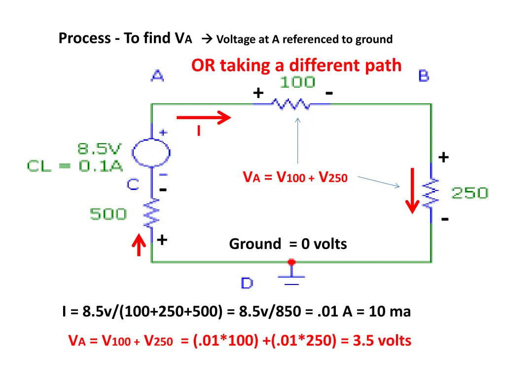 process to find v a 1