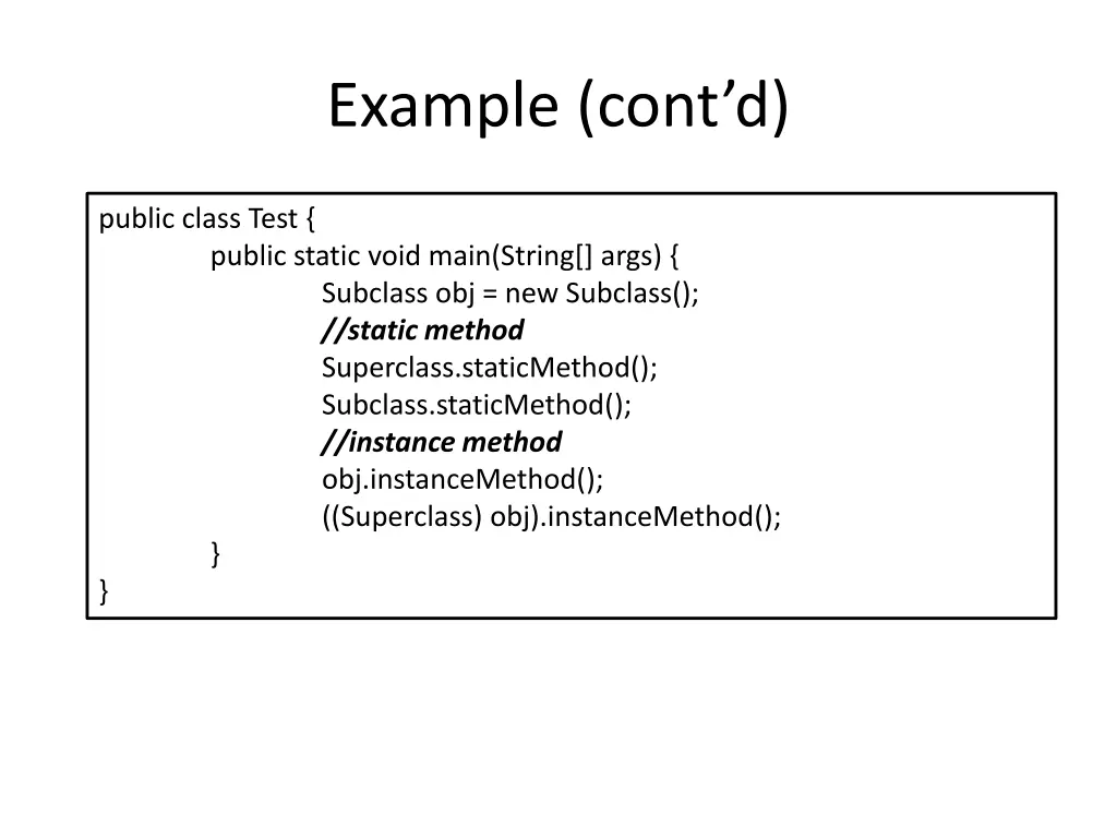 example cont d