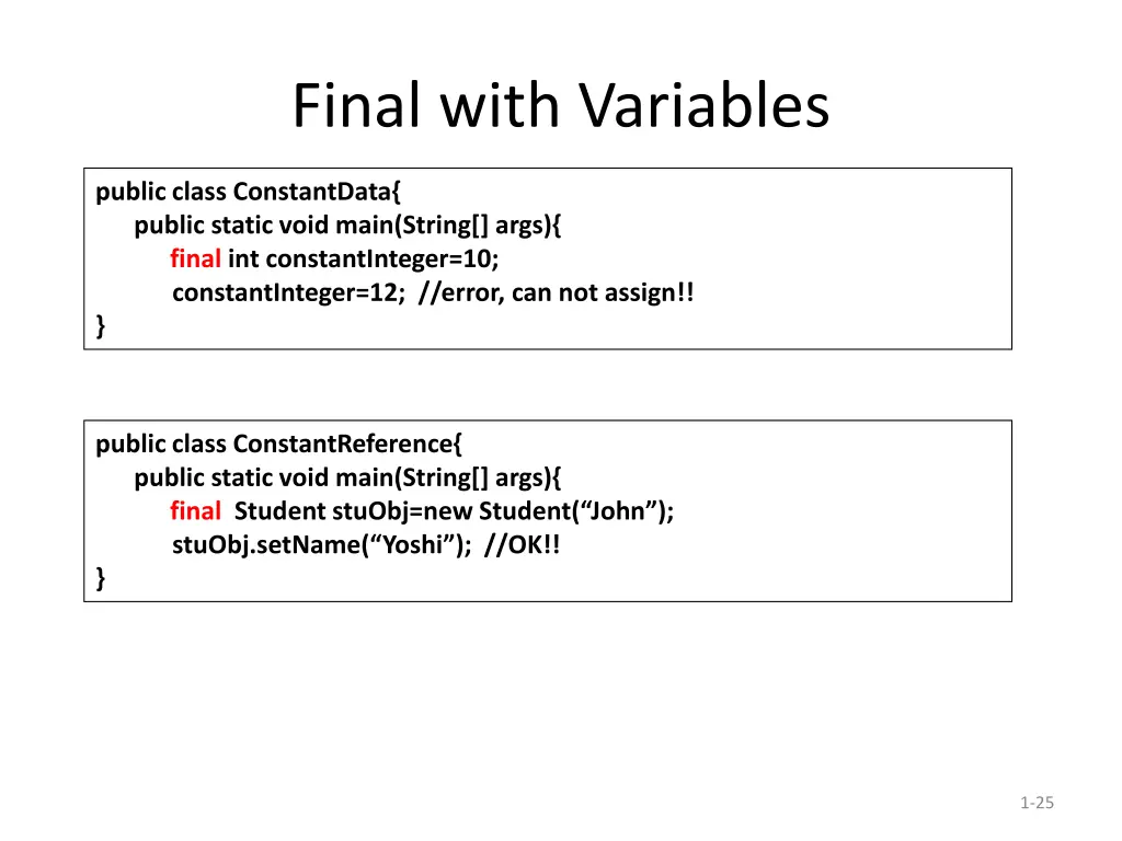 final with variables