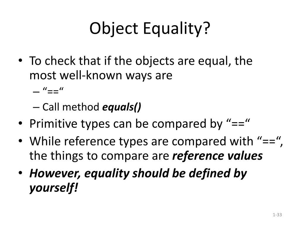 object equality