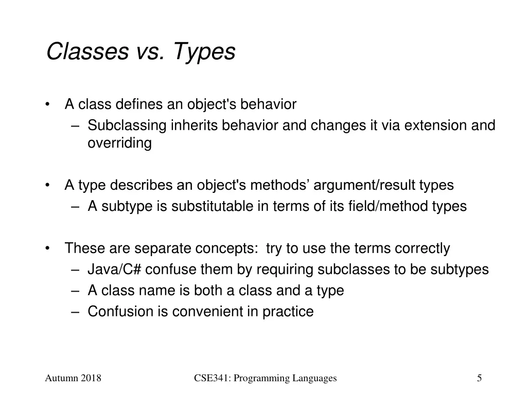 classes vs types