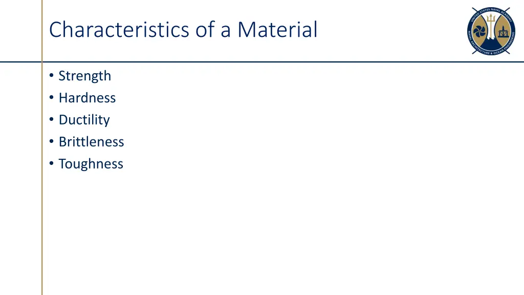 characteristics of a material