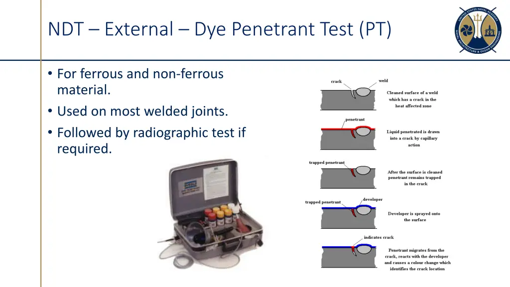 ndt external dye penetrant test pt