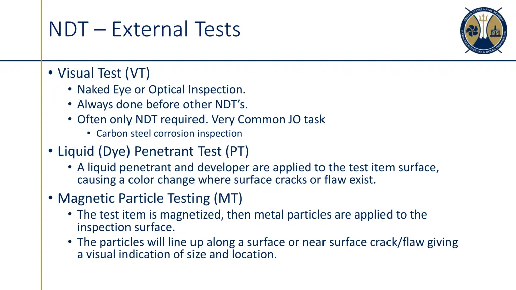 ndt external tests