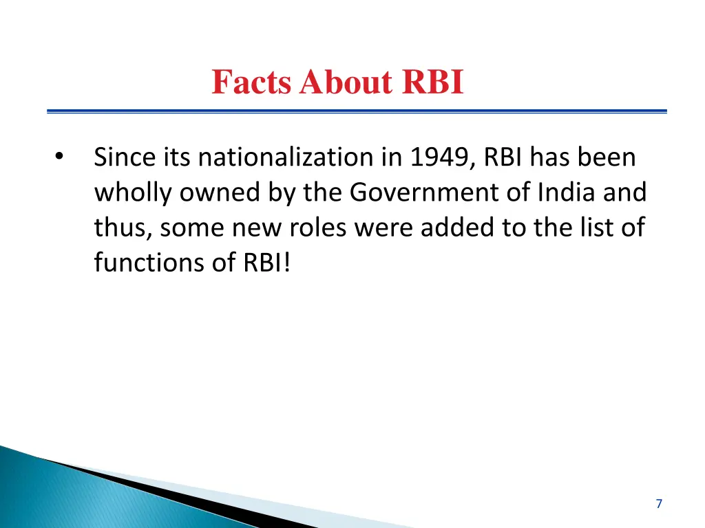 facts about rbi 1