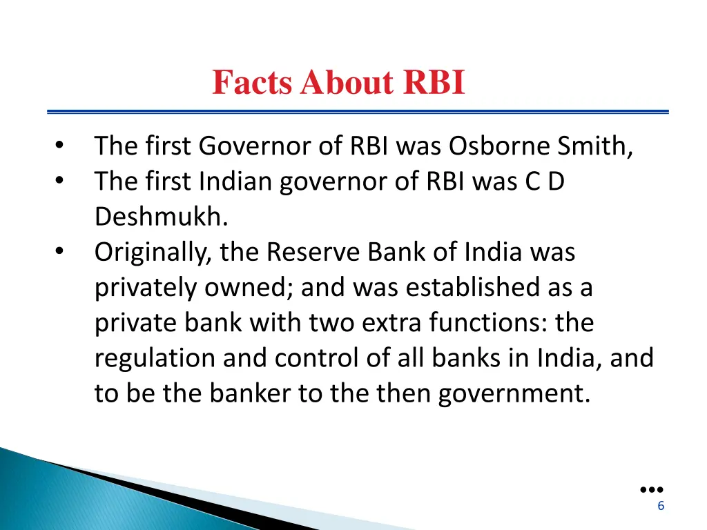 facts about rbi