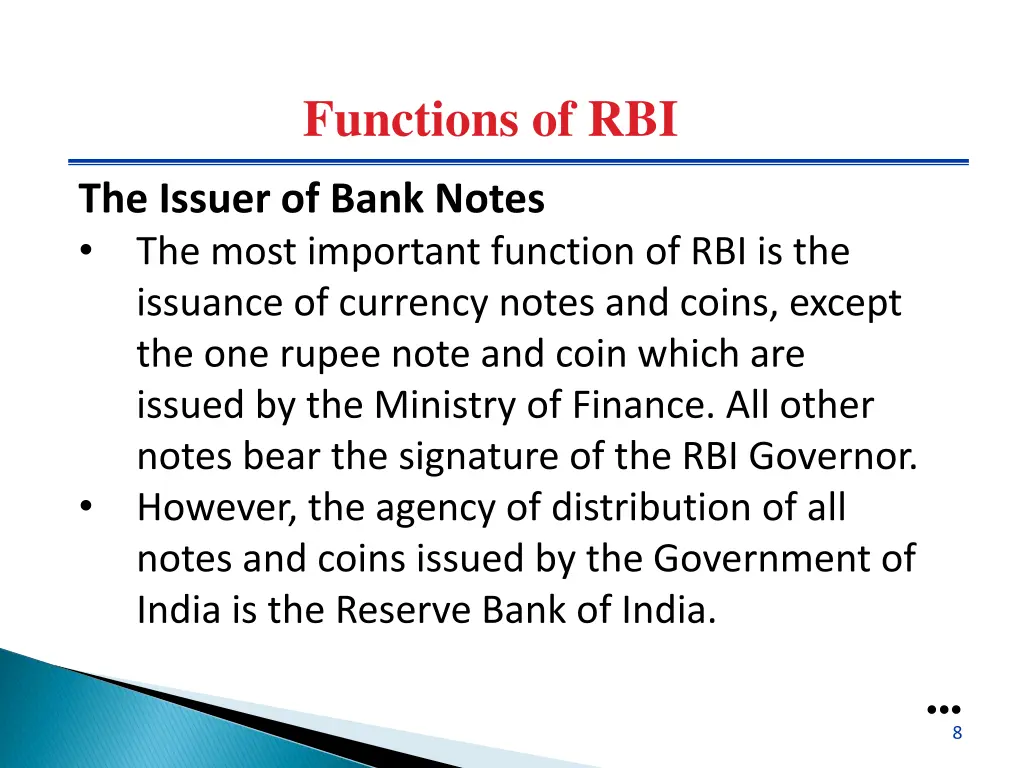 functions of rbi