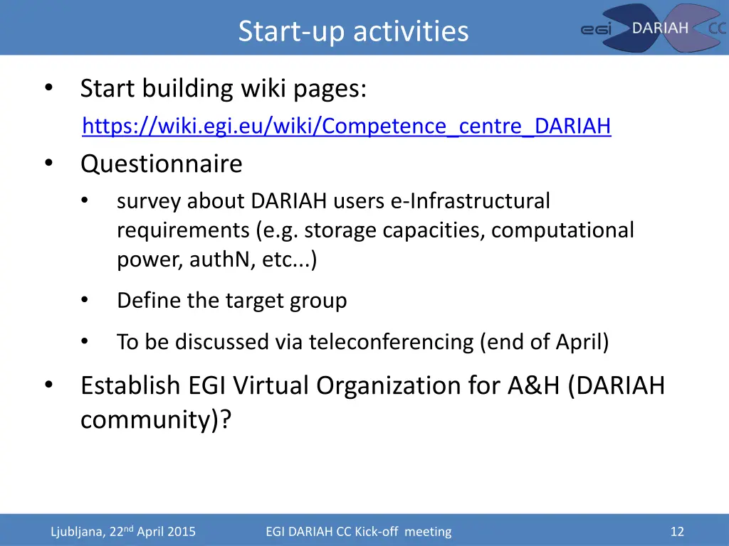start up activities