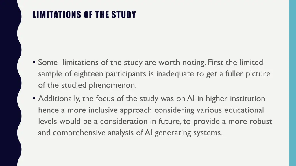 limitations of the study